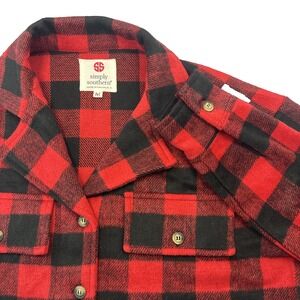 Simply Southern‎ Men's Red & Black Fleece Buffalo Ck Shirt Jacket Shacket Size M
